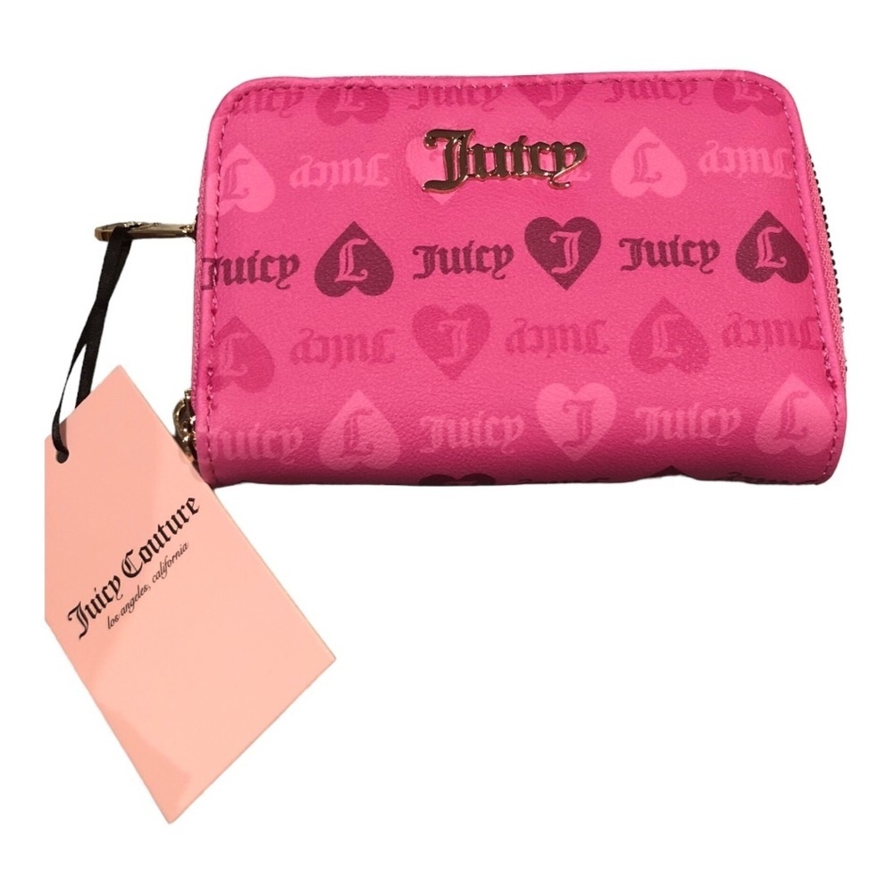 Juicy Couture juicy pink girls just‎ wanna have fun double zip around wallet new